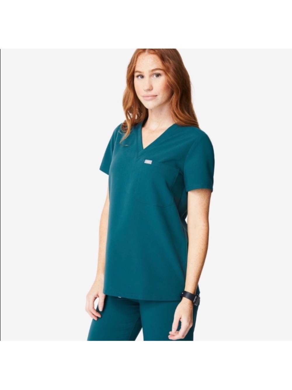 Figs Women's Teal V-Neck Scrub Top
